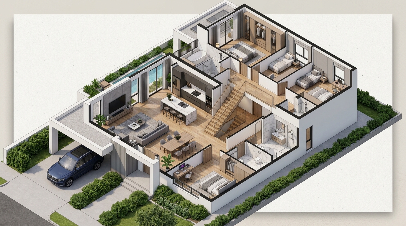 3D Cutaway Floor Plan